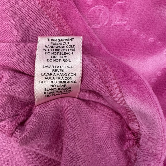 Y2K Juicy Couture XL Velvet Soft‎ Hot Pink Sleepwear PJs Set Bling Embossed Logo - Picture 9 of 16